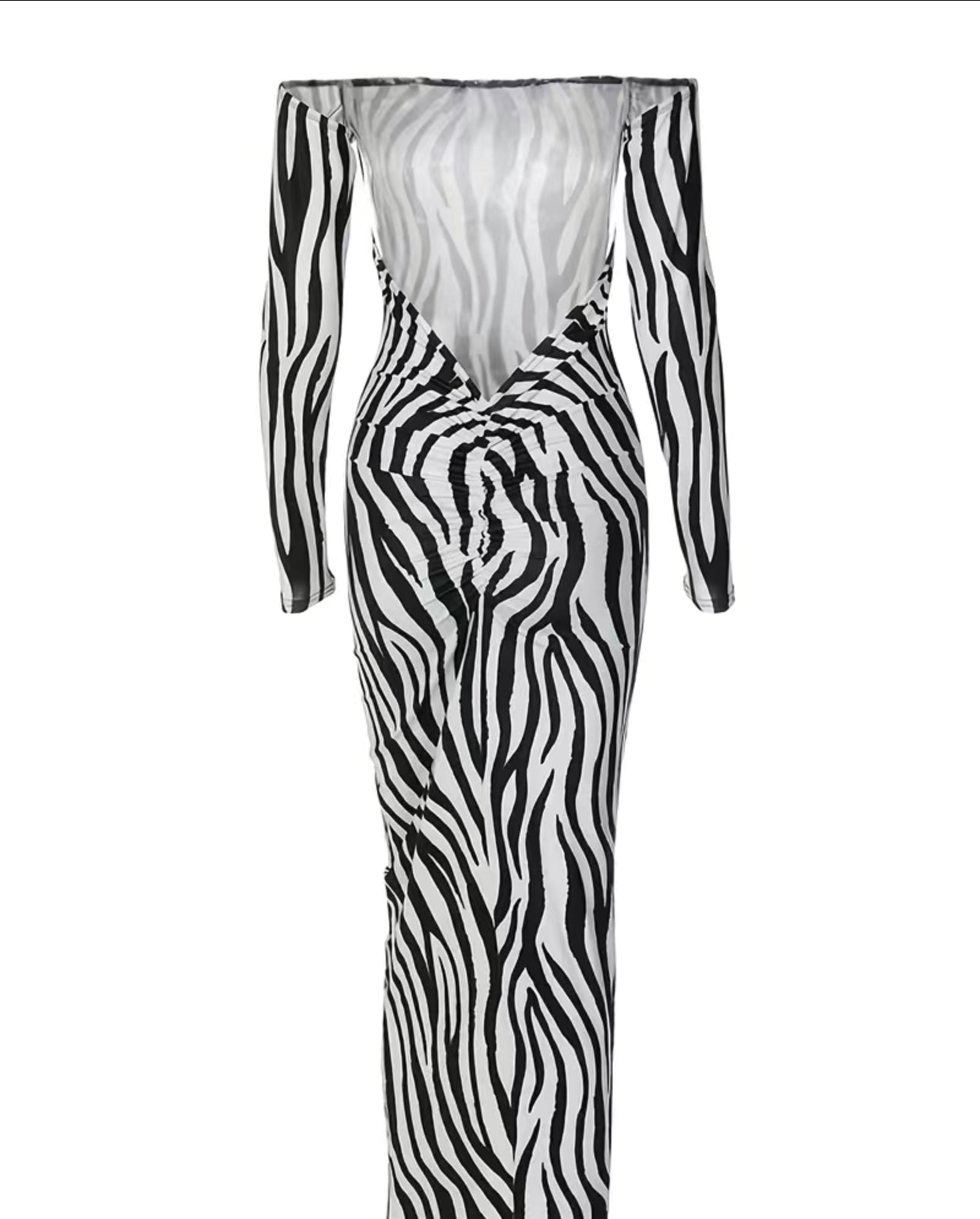 Sexy zebra print, long sleeve dress