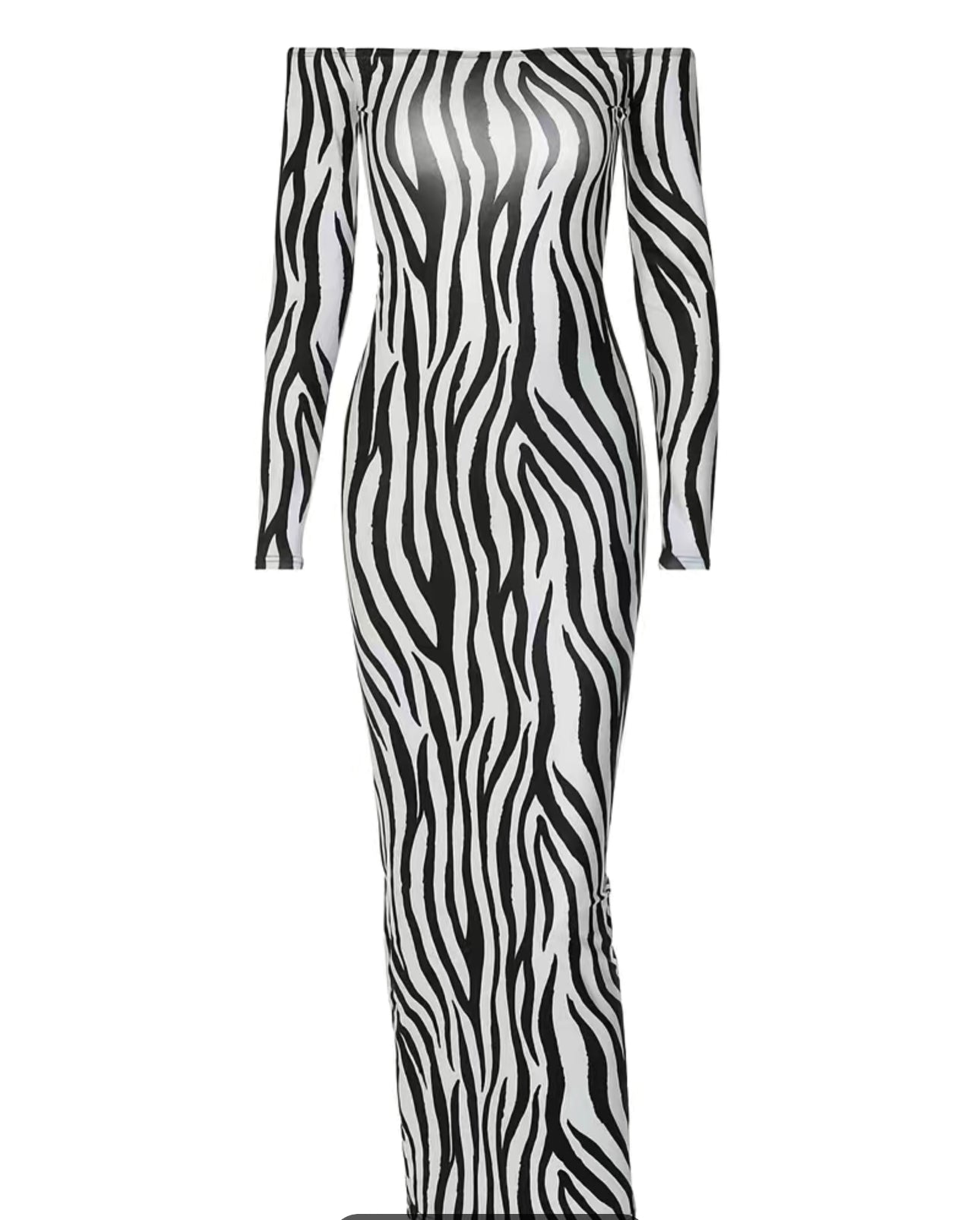 Sexy zebra print, long sleeve dress