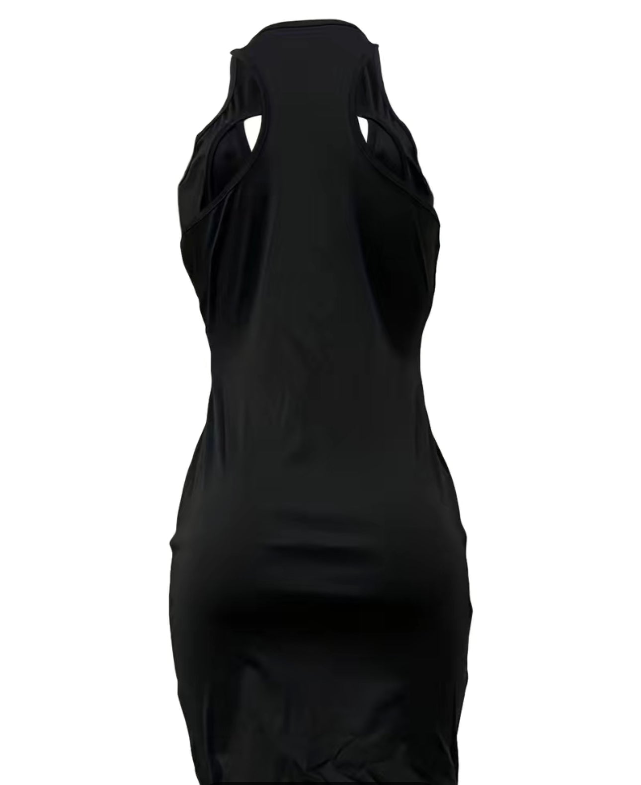 Cut Out Solid Dress, Sexy Sleeveless Bodycon Crew Neck Bag Hip Mini Dress, Women's Clothing