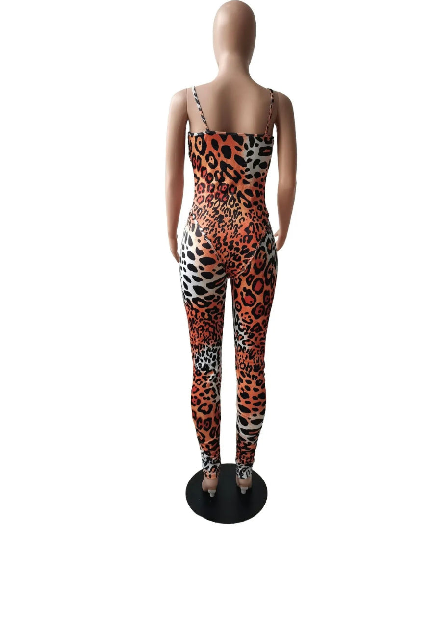 Tiger print bodysuit sleeveless