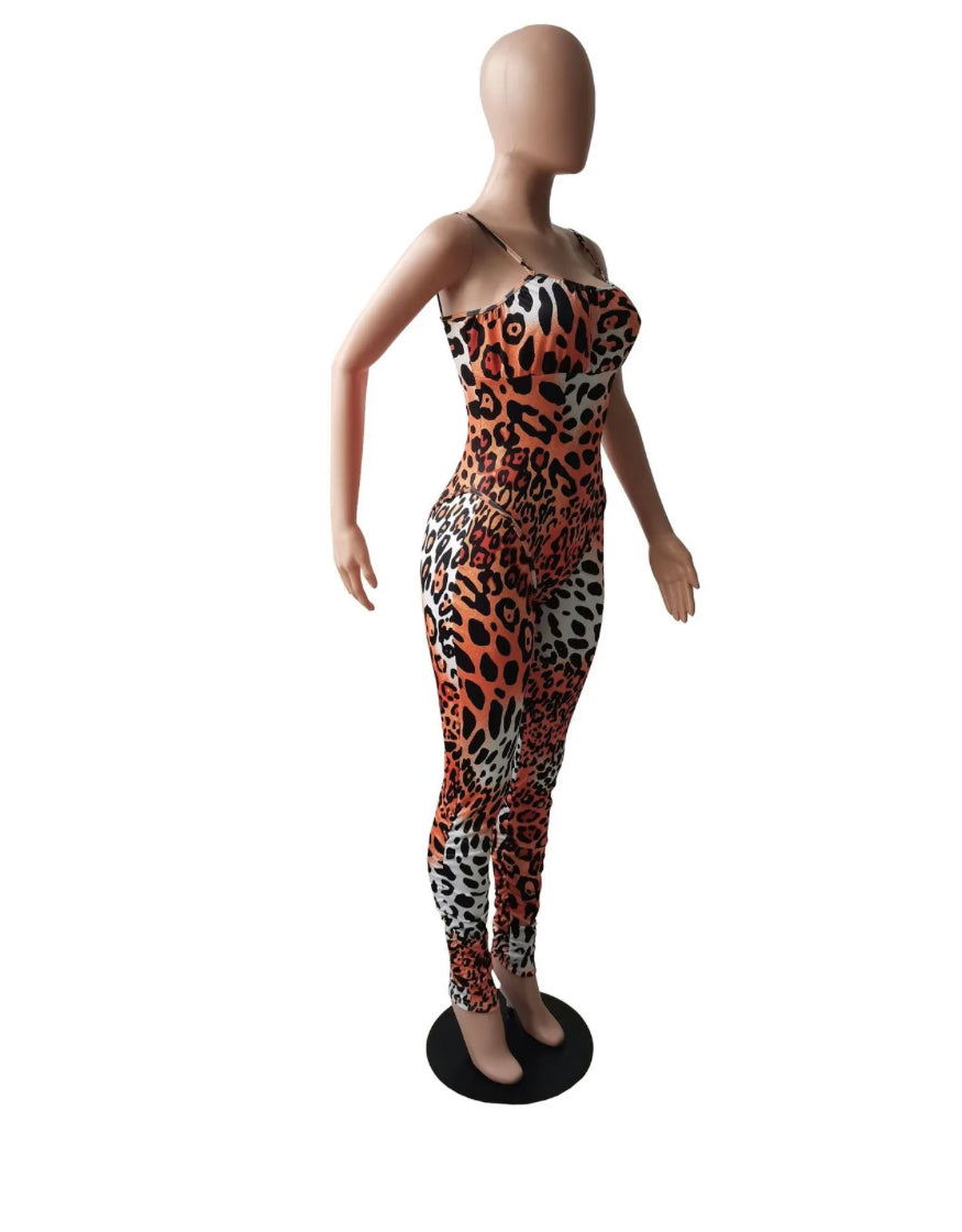 Tiger print bodysuit sleeveless